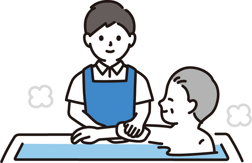 入浴介助をする男性